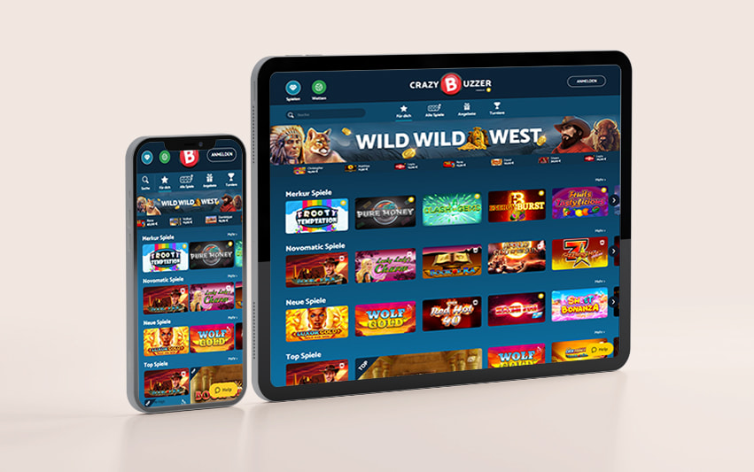 Screenshot der mobile Casinoseite des Crazybuzzer Casinos.