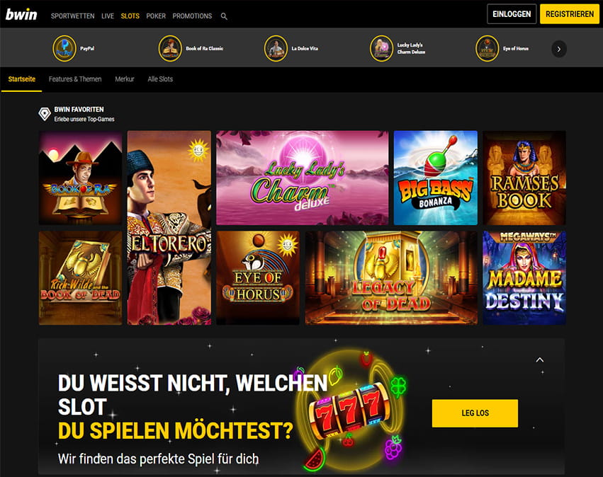 Bild der Startseite des bwin Online Casino.