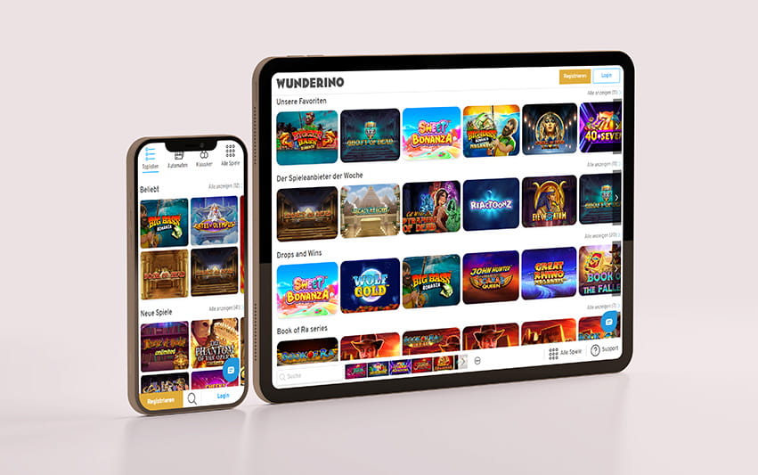 Screenshot der mobile Casinoseite des Wunderino Casinos.
